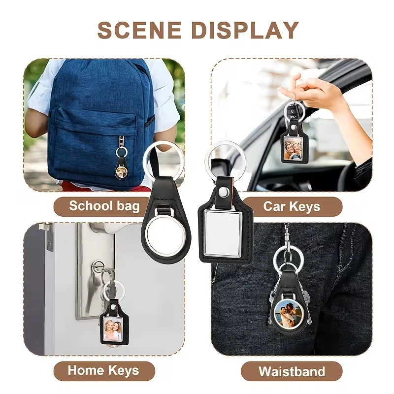 Customisable Human Photo Leather Keychain, Stylish Accessory