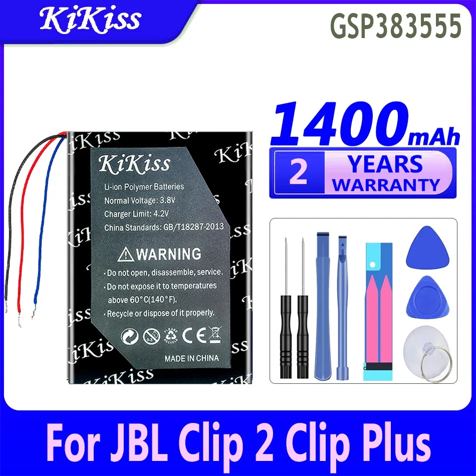 1400mAh KiKiss Powerful Battery GSP383555 For JBL Clip 2 Plus Clip2 Plus/2 AN/CLIP2BLKAM/CS056US/P04405201 Digital Bateria