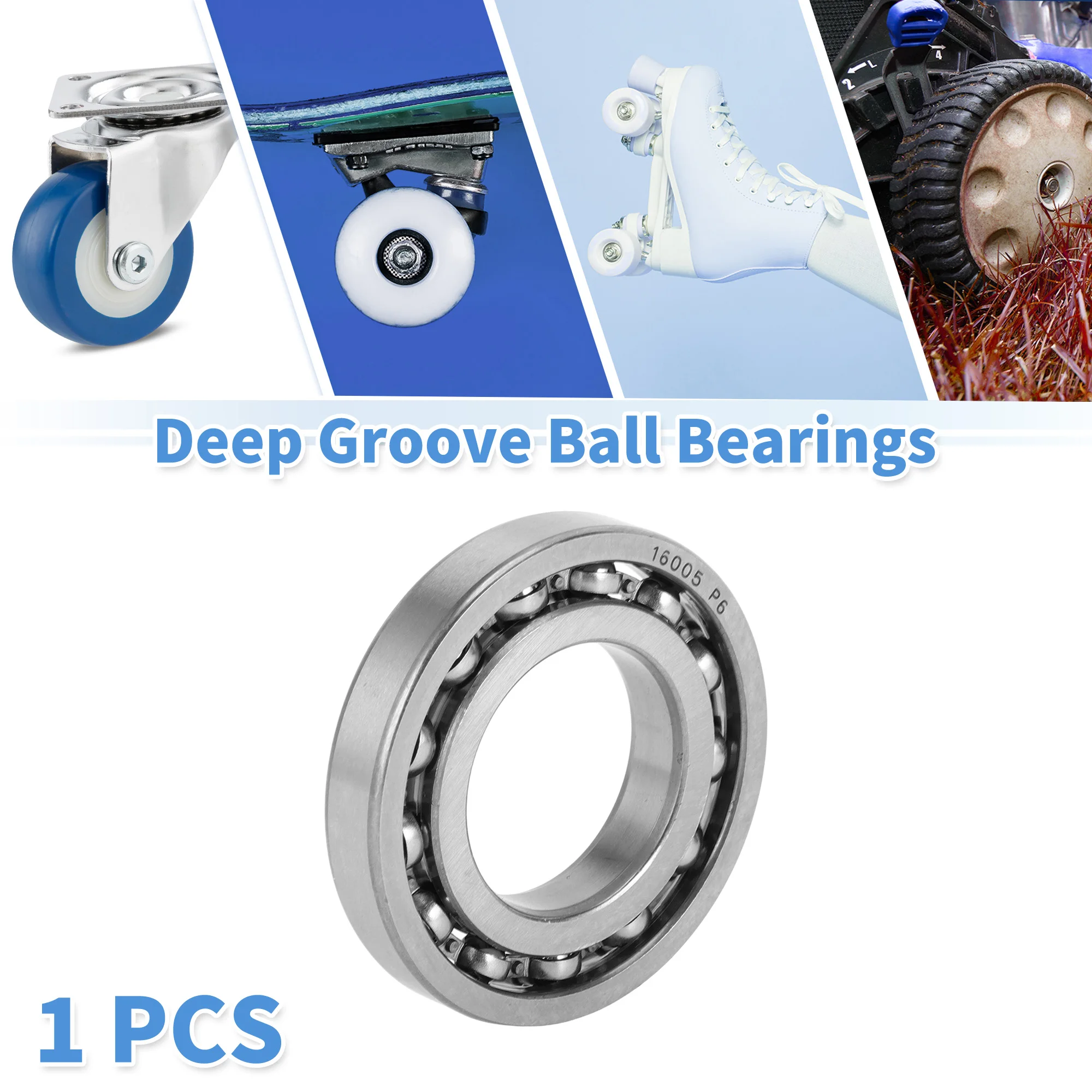 Motoforti 16005 Deep Groove Ball Bearings P6 25x47x8mm Lubricated Bearings Open Type Silver Tone Scooter Skateboard Wheel