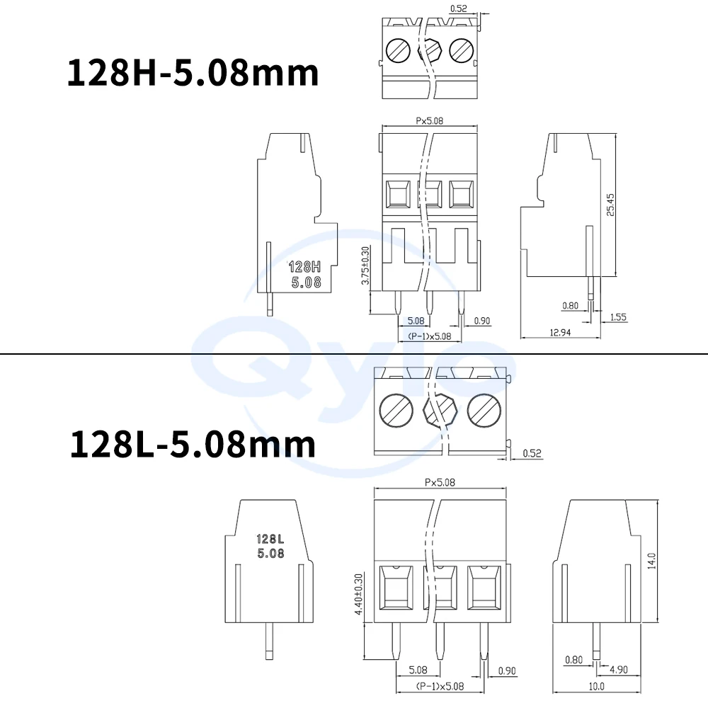 (10 Pcs) KF 128HL 128H 128L - 5.08mm Screw-type PCB Terminal Block High Low Position Double Layer 128HL 128A 128AB 5.08