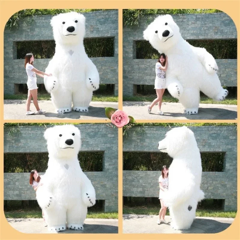 Costume de mascotte d'ours polaire gonflable à l'air personnalisé, costume d'animal blanc, publicité, mariage, 2024