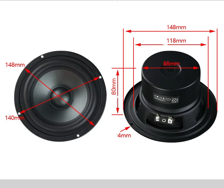 5.25 inch midrange speaker 4 ohm 8 ohm 35W-70w midrange speaker driver three-way pure midrange speaker DIY car audio