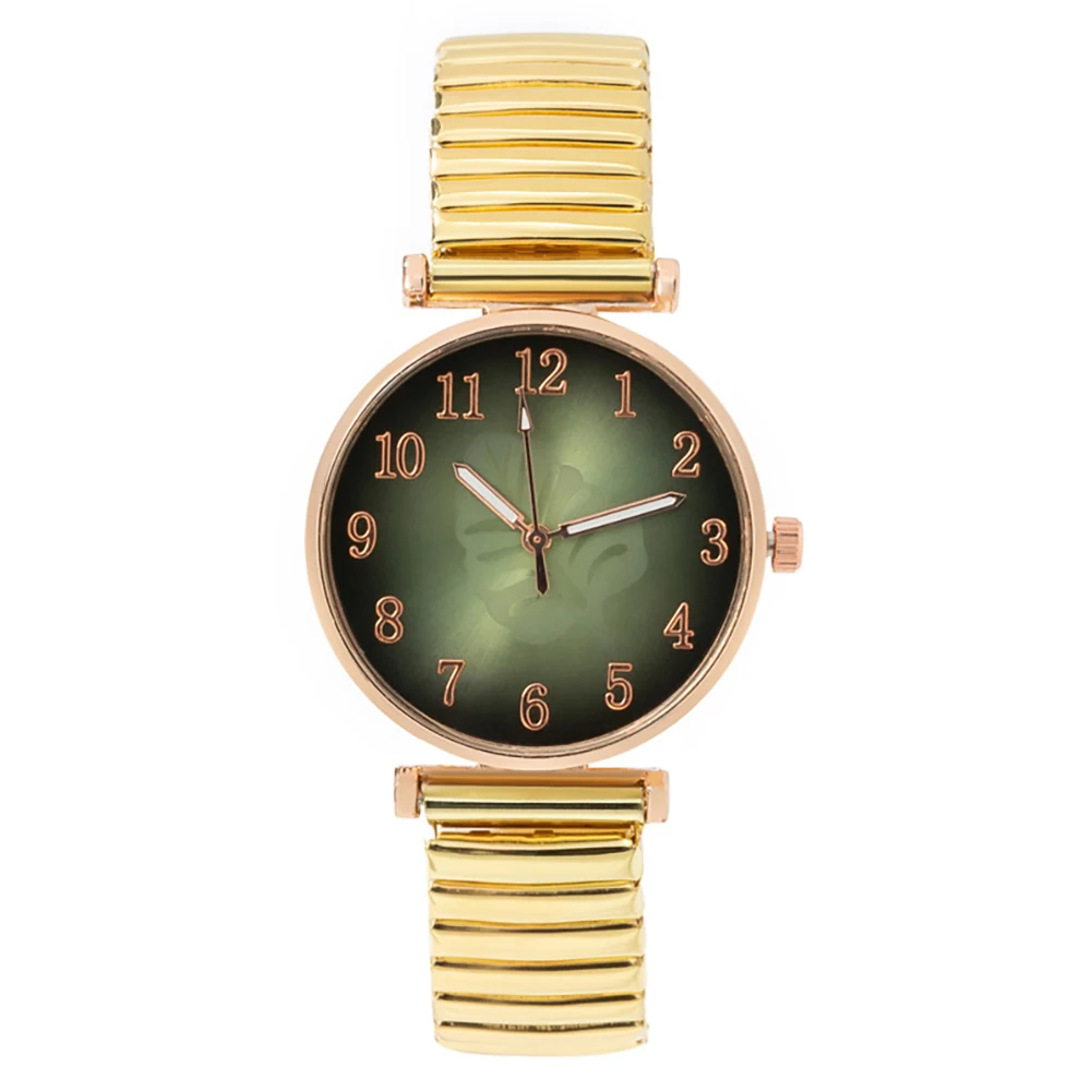 Minimalist Digital Leaf Pattern Women\'s Quartz Watch Fashion Luxury Gold Stretch Classless Strap Ladies Dress Clock Wristwatches