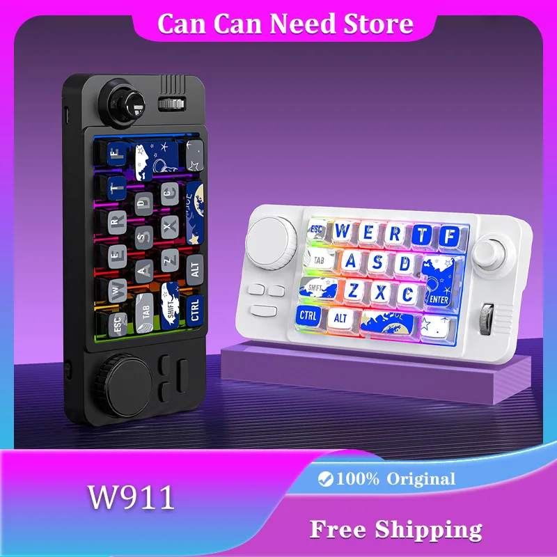 

MKESPN W911 Mechanical Keyboard Tri Mode RGB Macro Programming Hot Swap Gaming Keyboard 22Keys with Volume Scroll Jostic