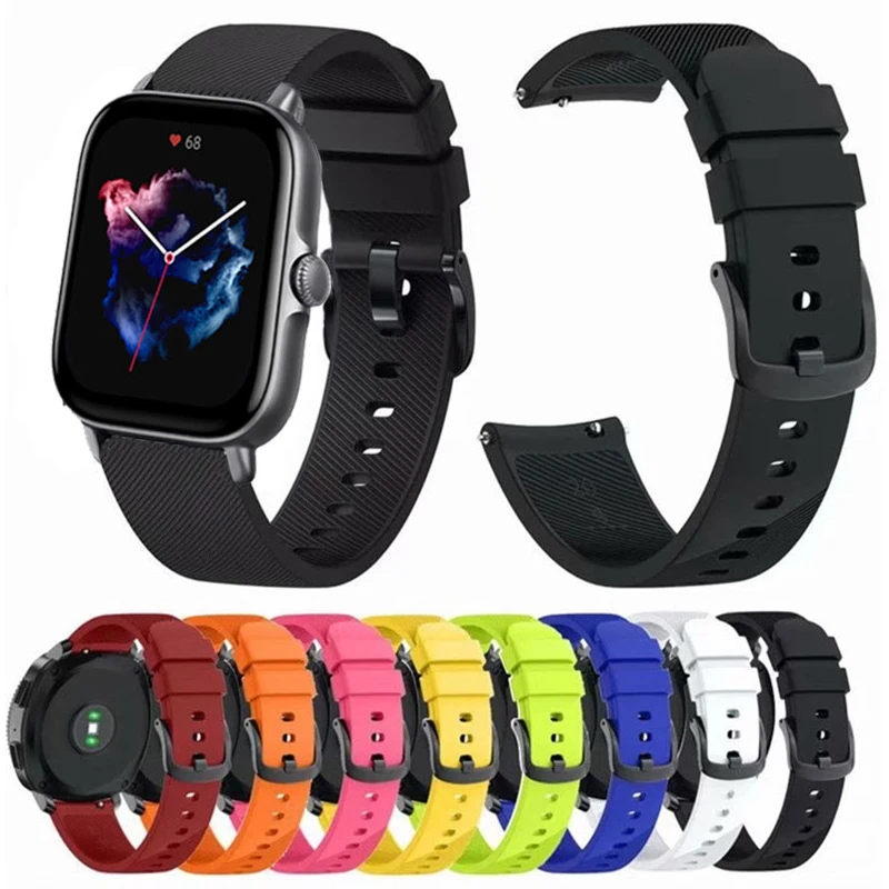 

20mm watch Strap for Amazfit Gts/2/3/4/Gtr 2/2e/42mm/Gts4/2 mini silicone Watchband Smartwatch bracelet Amazfit Bip/S/U Strap