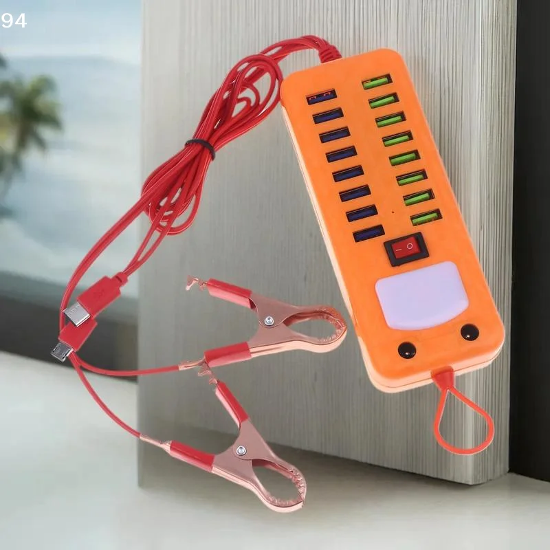 3.4A 16-USB Port Charging Adapter with Battery Clip, 12V 24V to 5V, Highly Efficient for Emergency Phone Charging