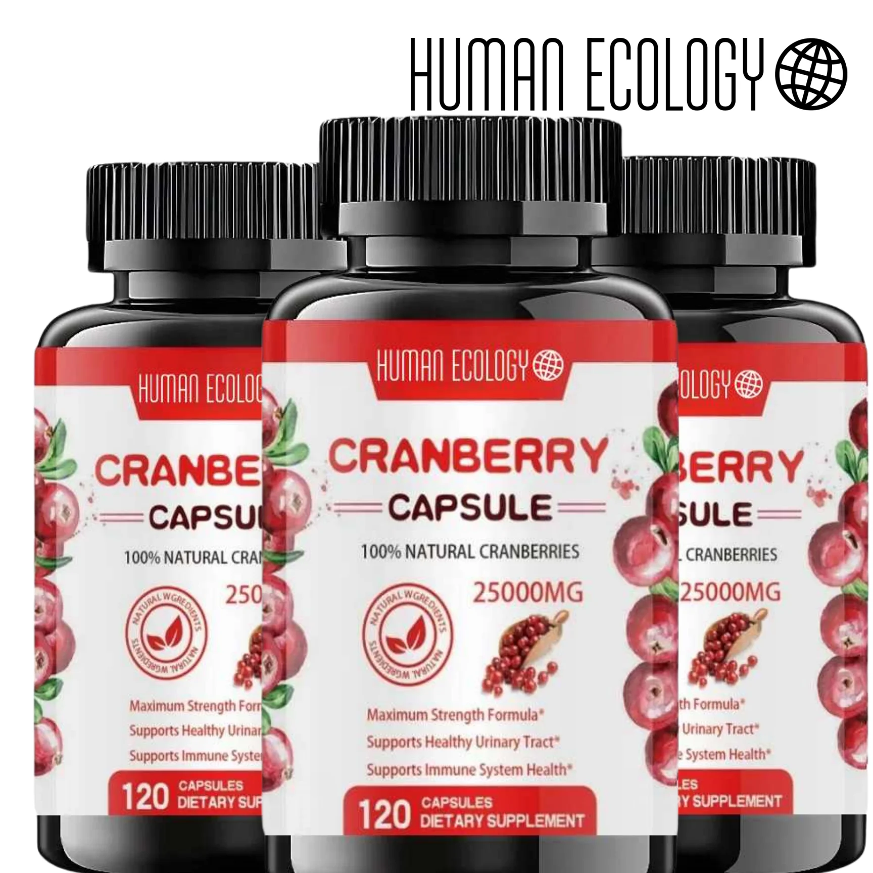 Organic Cranberry Extract 25000mg Soft Capsules Rich Vitamin C Supplement Gluten-Free For Adults Easy To Swallow 60 Cap