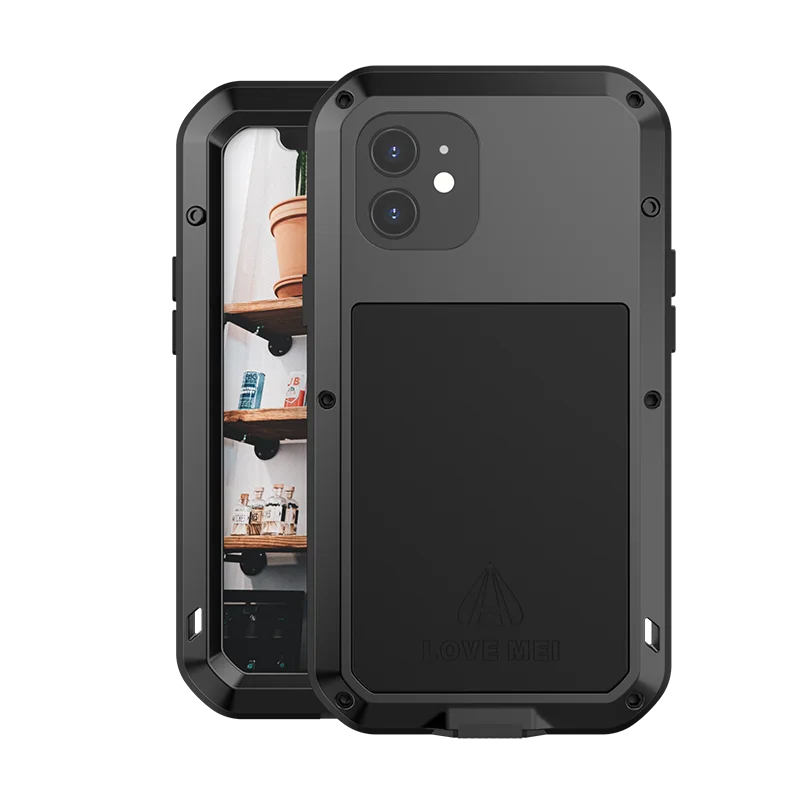 

Gorilla Glass LOVE MEI POWERFUL case For iphone 13 12 11 Pro X XS Max XR Cover for iphone 6 7 8 Plus SE Waterproof Armor Case