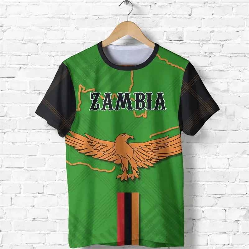Republic of Zambia Zambian MensT-shirt 2026 Tops National Emblem Printed Tee Shirts For Men Clothing Tees Country Sportswear