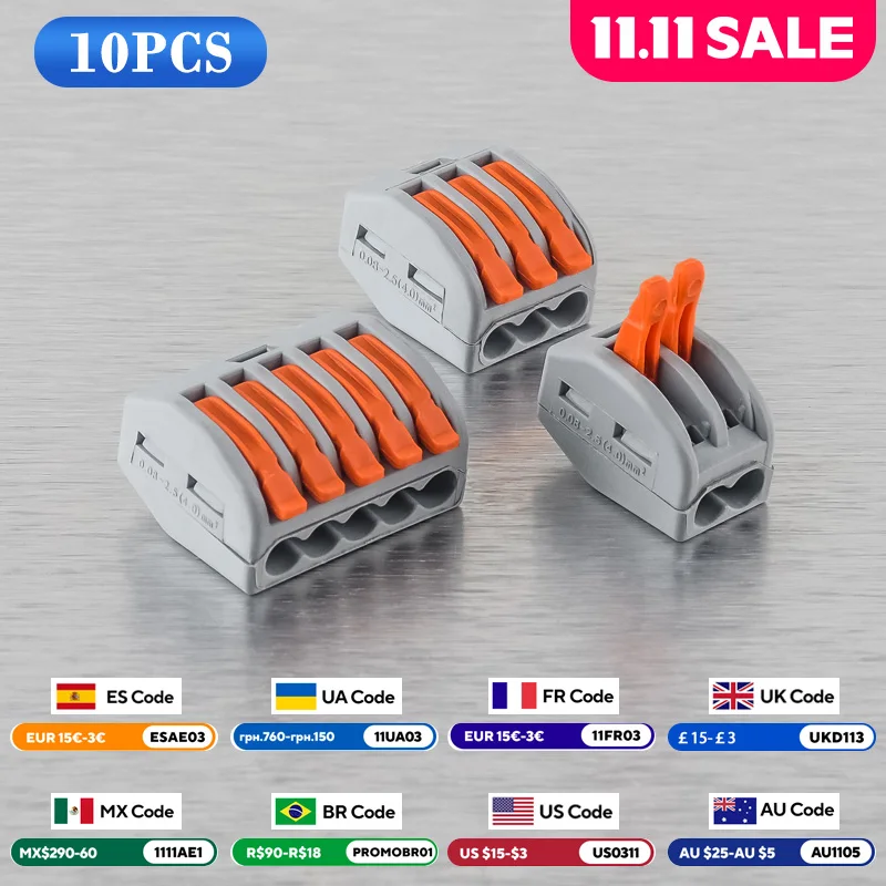 

JINH 10 шт. CMK 41, рычажные проводные быстрые разъемы, 3, 4, 5 портов, зажим, электрический кабель, домашний компактный разъем с изоляцией для сращивания