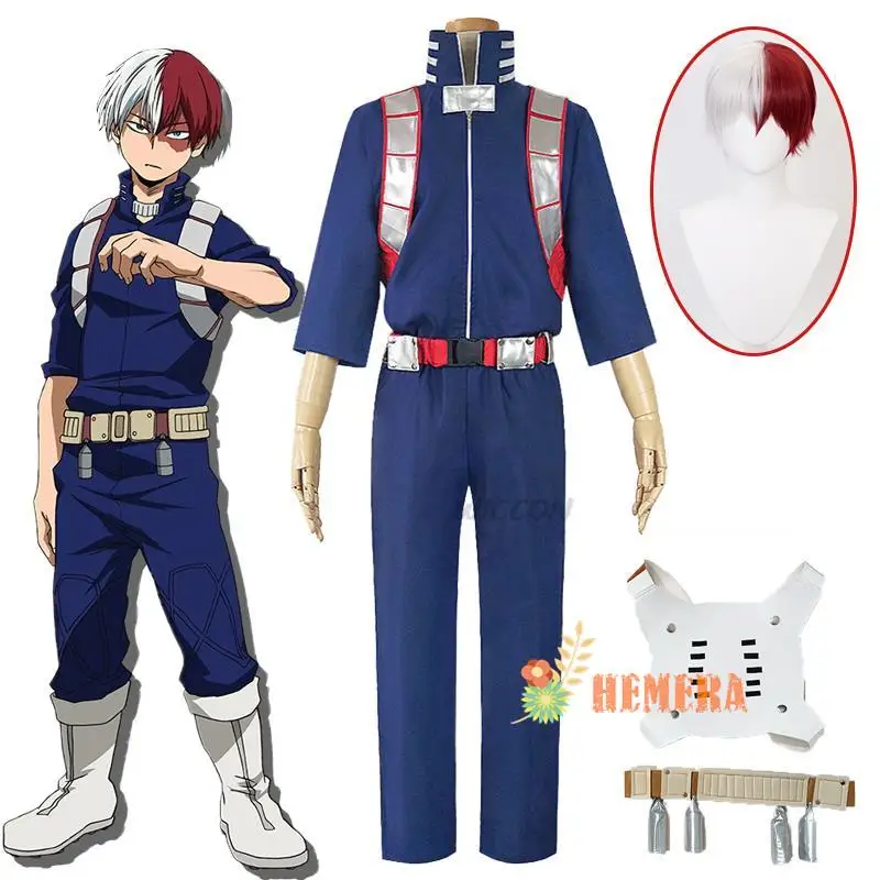 Anime Boku No Hero Academia Academia Todoroki Shoto men Cosplay Costume Top Pants Belt Halloween Wig XS-XXXL