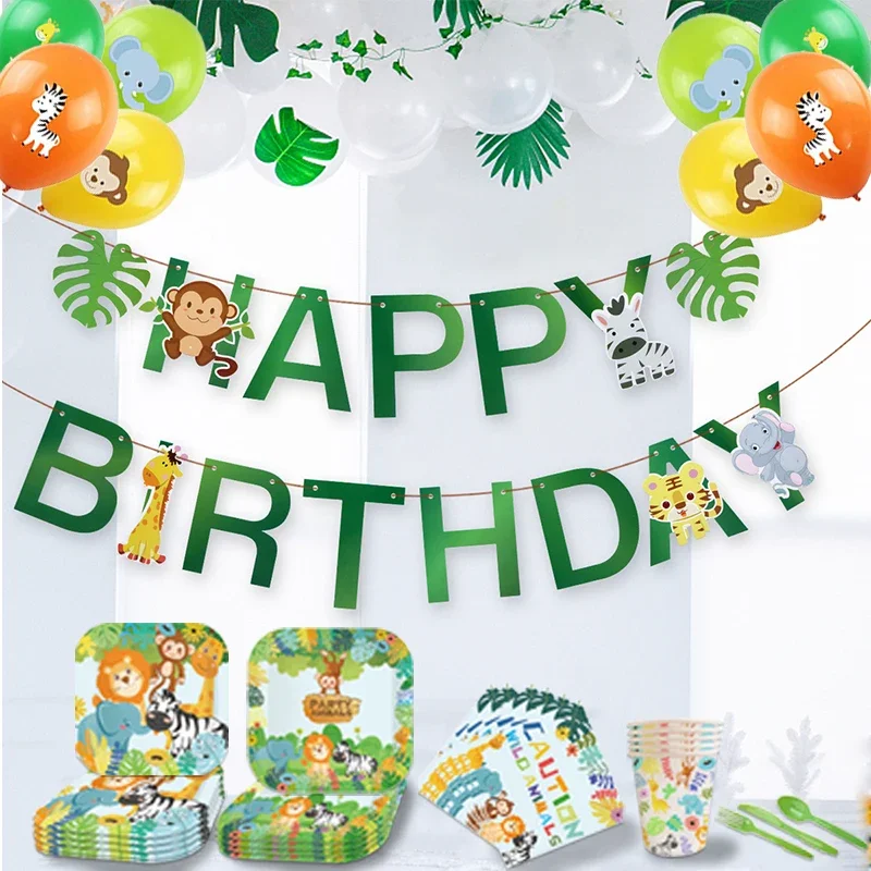 Forest Animal Birthday Party Banner Animal Caketopper Wild One Birthday Party Decor Kids Favor Jungle Safari Animal Decor