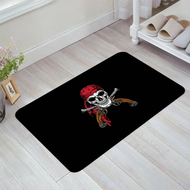 Skull Crossbones Pirate Floor Mat Home Aesthetic Room Decoration Kitchen Carpet Balcony Doormat Entrance Door Carpets Rugs Foot