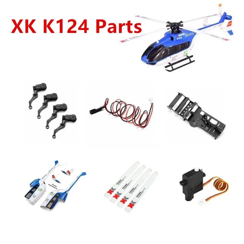 Wltoys XK K124 RC Helicopter Spare Parts Accessories Blades Gear Tail Motor Rotor Head Servo ESC Receiver Body Shell Controller