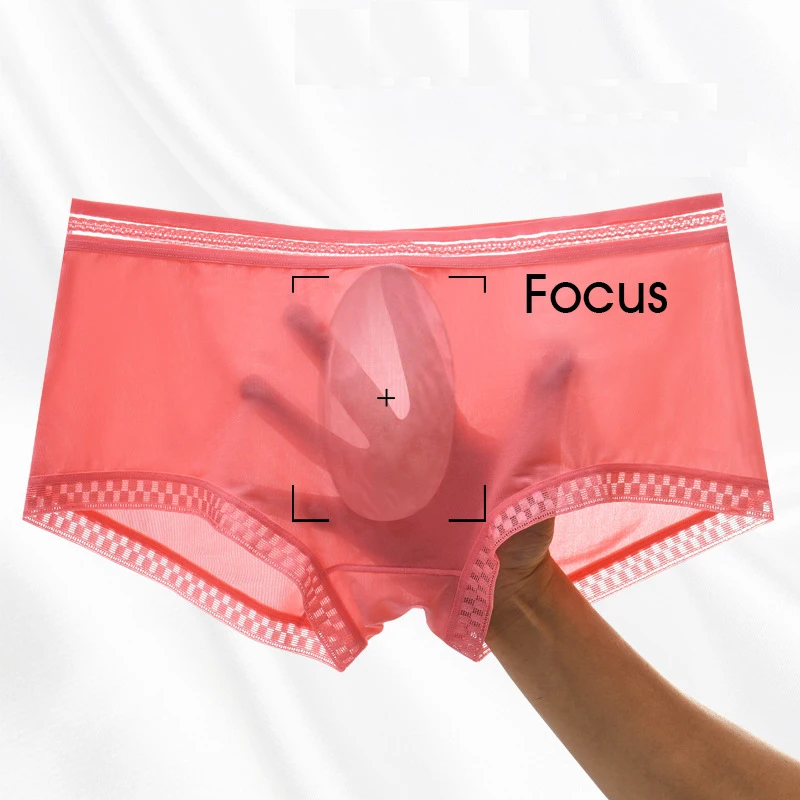 

Summer Ice Silk Men's Underwear 3D Transparent Sexy Boy Boxer Shorts Male Panties U Pouch Breathable Solid Color Underpants