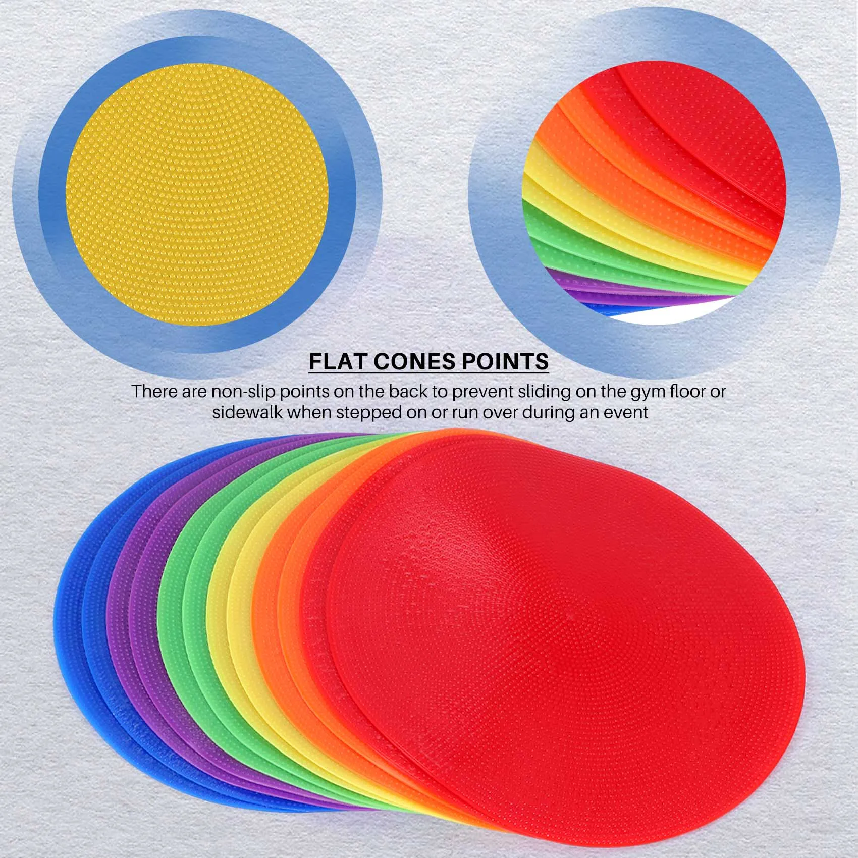 A29Z-12Pcs Colored Spot Marker Non-Slip Agility Markers Flat Cones Dots For Football Basketball Training Dance Practice