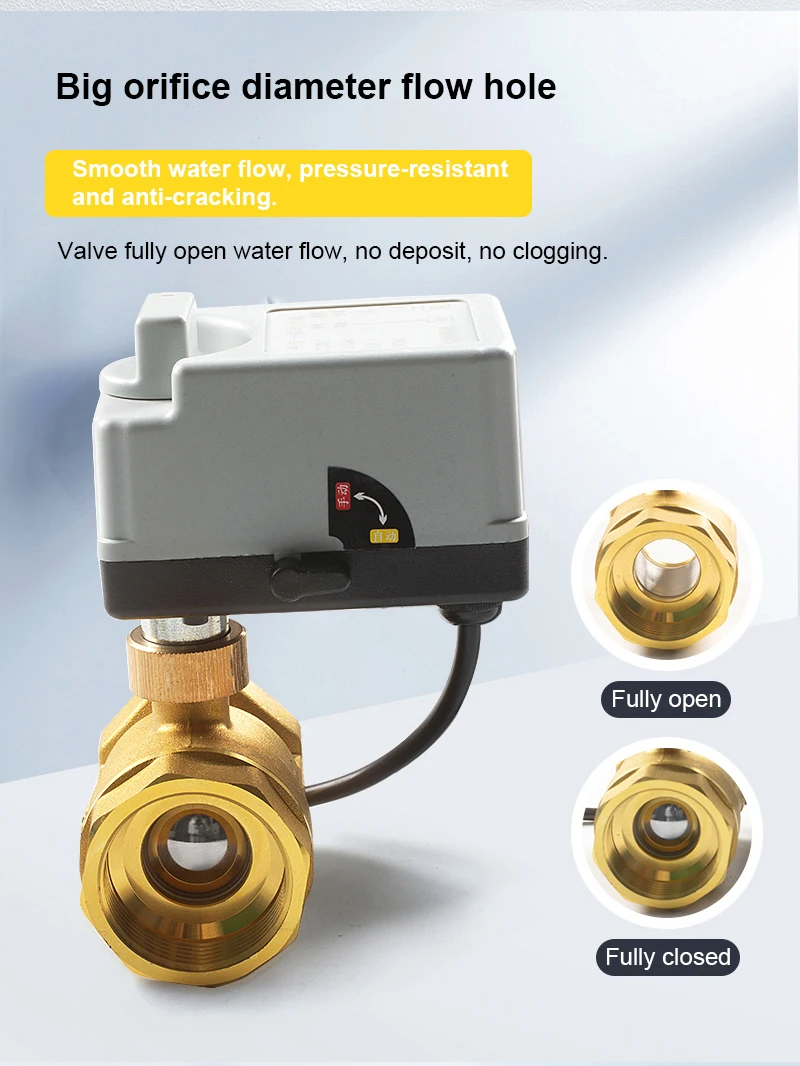 1-1/4-Zoll-Messing-Elektrokugelhahn mit manuellem Schalter, 3-Draht-2-Wege-Steuerung, elektrischer motorisierter Zweiwege-Kugelhahn, Innengewinde, 220V 24 – Detail 7