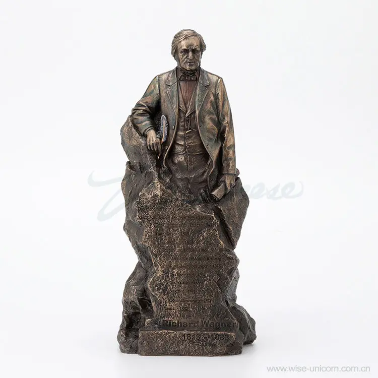 Vintage Bronze Richard Wagner Resin Statue German Composer Figurine Classical Music Master Sculpture Home Office Tabletop Decor