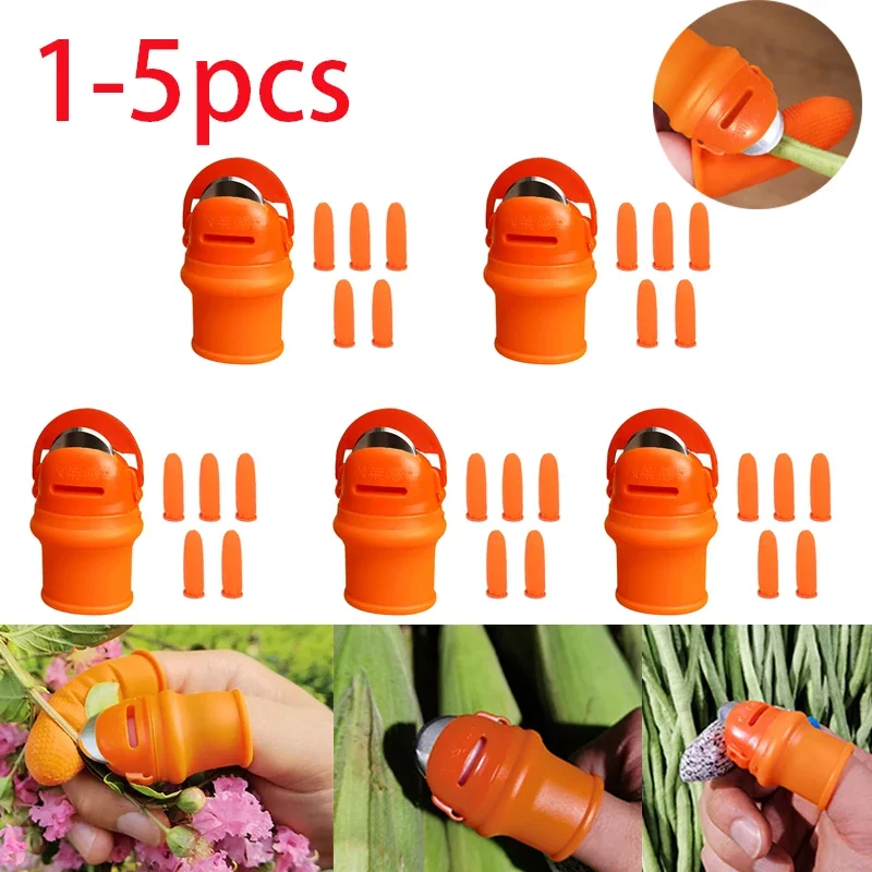 Silicone Thumb Knife Finger Protector Vegetable Harvesting Knife Plant Blade Scissors Garden Tools Cutting Rings Garden Gloves