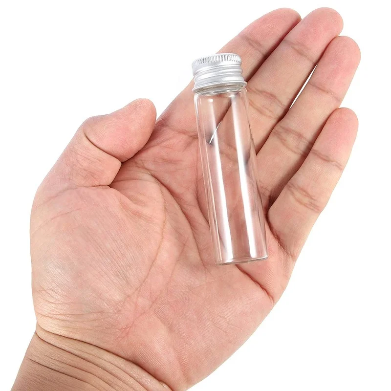 5ml/10ml/15ml/20ml Glass Vials with Screw Caps and Plastic Stoppers, Small Clear Liquid Sample Vial, Leak-Proof Vial, 12PCS