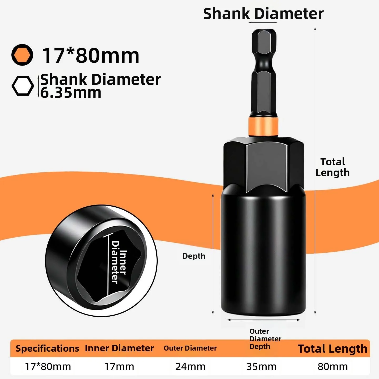 8pcs Extended Deep Socket Set 5.5-19mm Power Nut Driver Drill Bit Set 1/4 Inch Hex Shank Socket Adapter For Electric Screwdriver