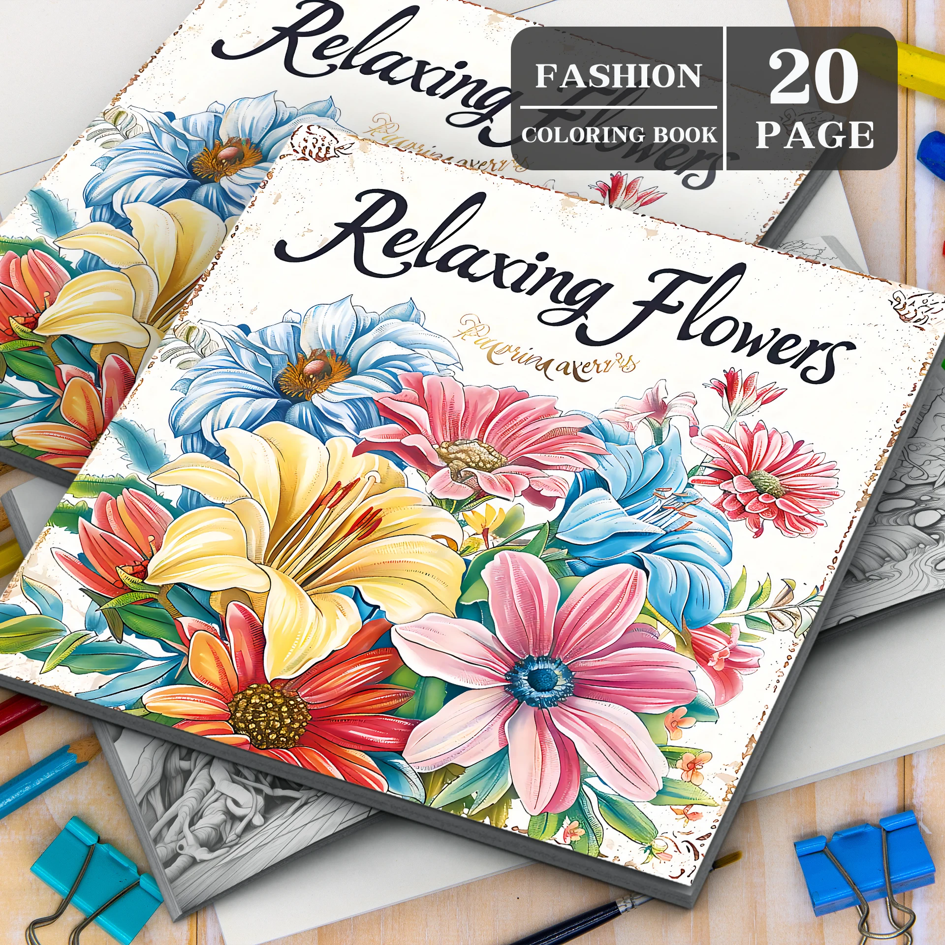 Art Coloring Book 20 Page Relaxing Flower Adult Picture Book Gift For Birthday Party Relieve Stress Kill Time Graffiti Painting