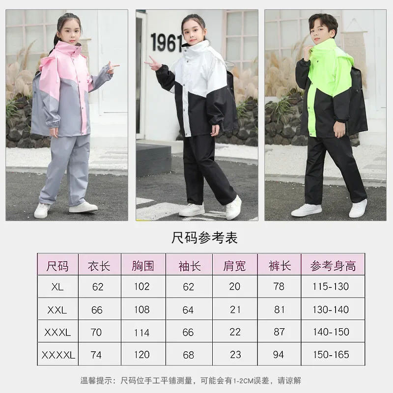 Children Split Raincoat Suit Nylon Rain Poncho Impermeable Waterproof Full Body Rainwear Outdoor Hiking Student Rain Coat Pants