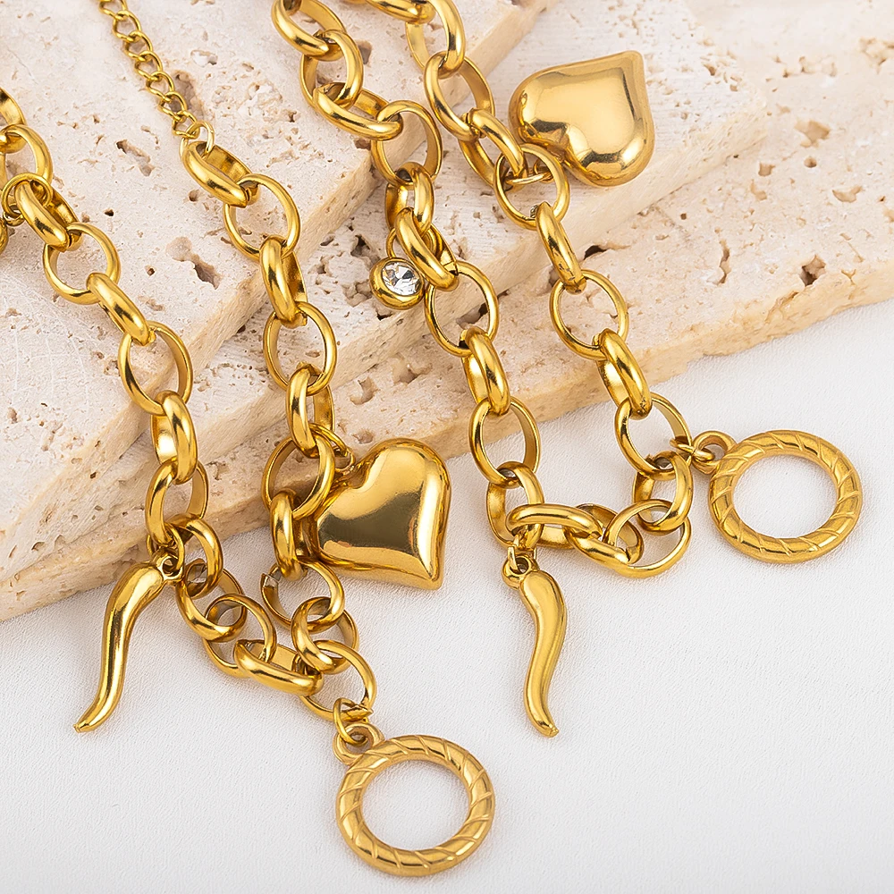 Hoge kwaliteit roestvrijstalen dikke kettingarmbandbasis met chilipeper hart hanger OT gesp karabijnsluiting sieraden maken