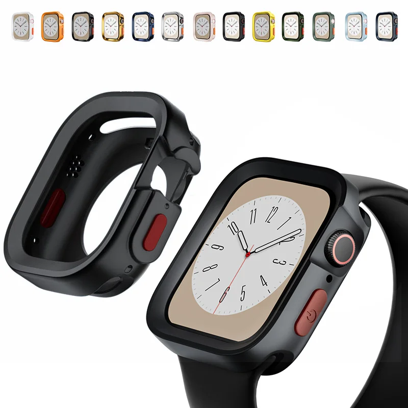 TPU macio à prova de choque para Apple Watch, capa anti-queda em escala completa para iWatch 9, 8, 7, 6, 5, 4, 40mm, 41mm, 44mm, 45 milímetros, 49 milímetros