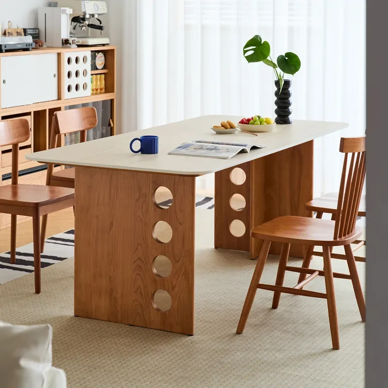 for Out of life time Dining Table Rock Slab Antique Home Rectangular Small Apartment Cherry Wood
