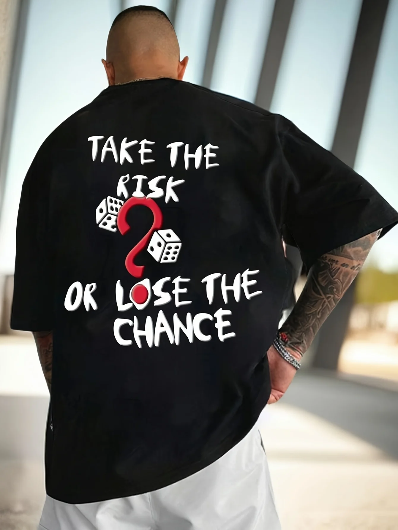 Take The Risk or Lose The Chance Dice Print on Premium Soft 100% Cotton Mens T Shirt Perfect for Summer Streetwear Vibe