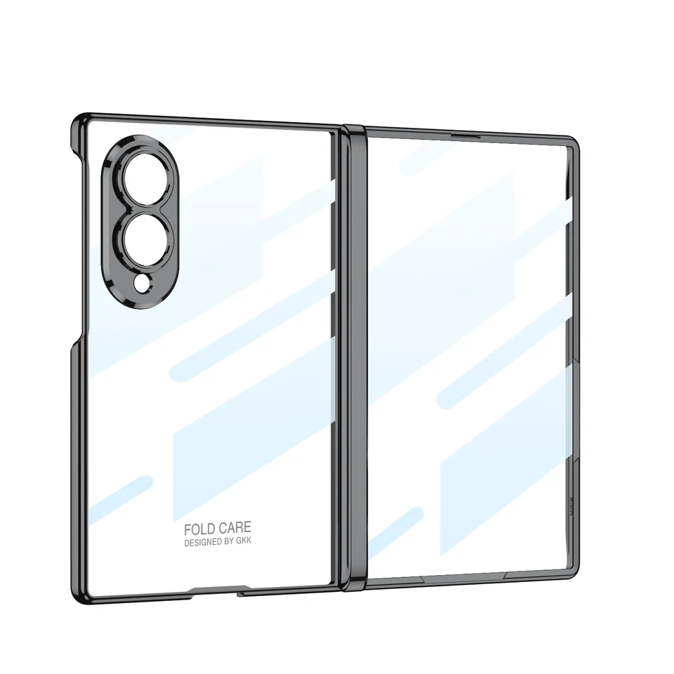 Funda ancha de lujo para Samsung Galaxy Z Fold 8, electroplateada transparente con bisagra, con película espejo, cubierta trasera a prueba de golpes, accesorios 6