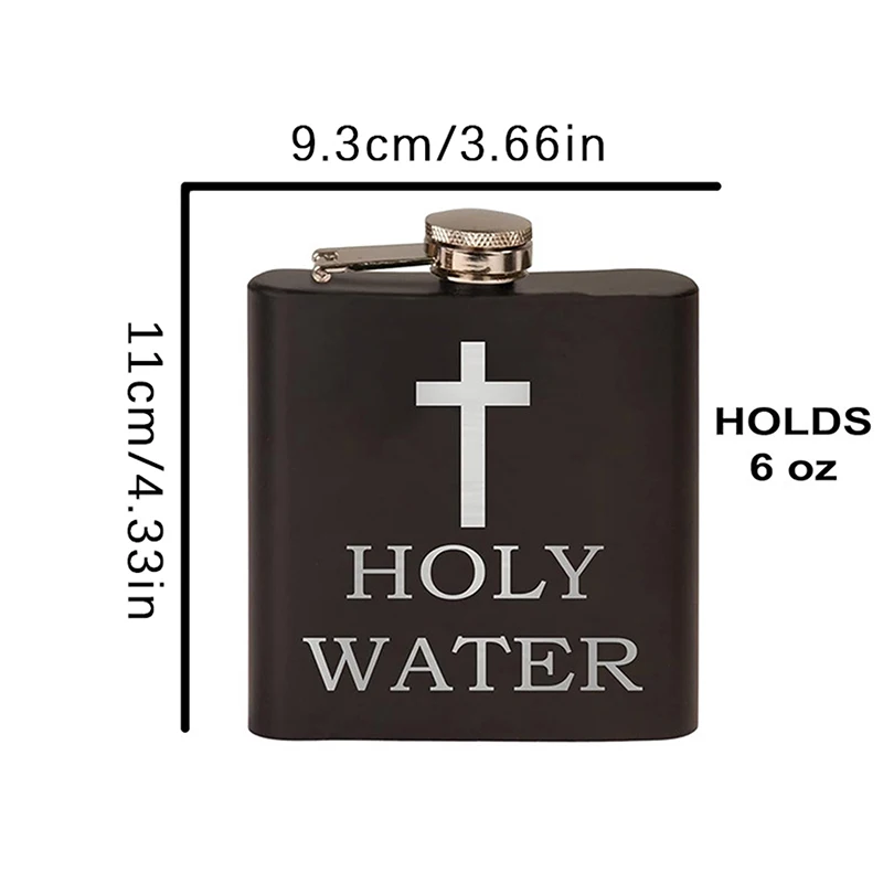 قارورة من الفولاذ المقاوم للصدأ بنمط متقاطع ، زجاجة ماء مقدسة ، قارورة الورك السوداء ، قارورة الورك للكحول ، قارورة الورك والويسكي ، غطاء لولبي