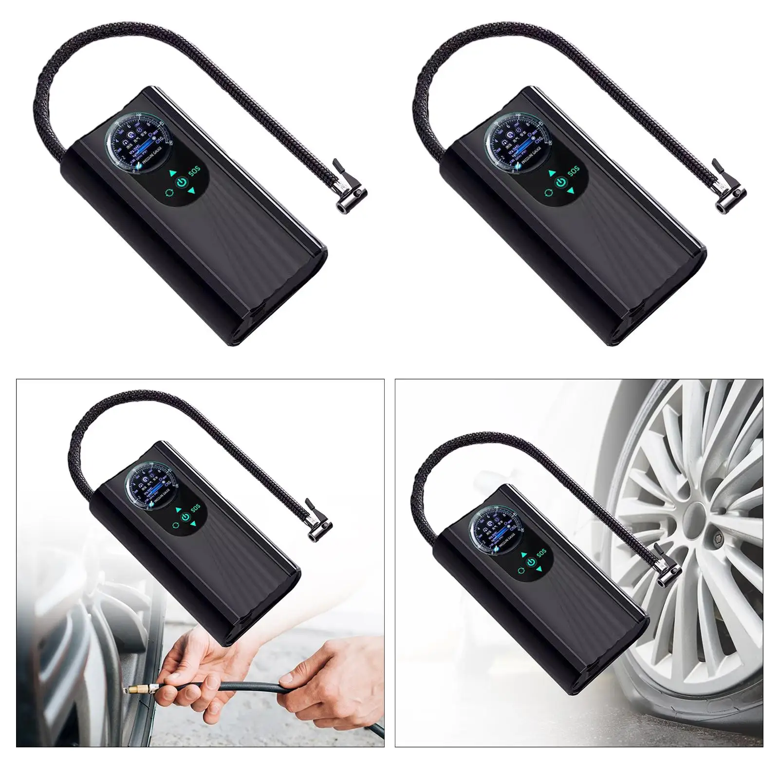 

Портативный автомобильный компрессор с ЖК-дисплеем и манометром для накачивания шин, мини-насос для велосипедов и мячей