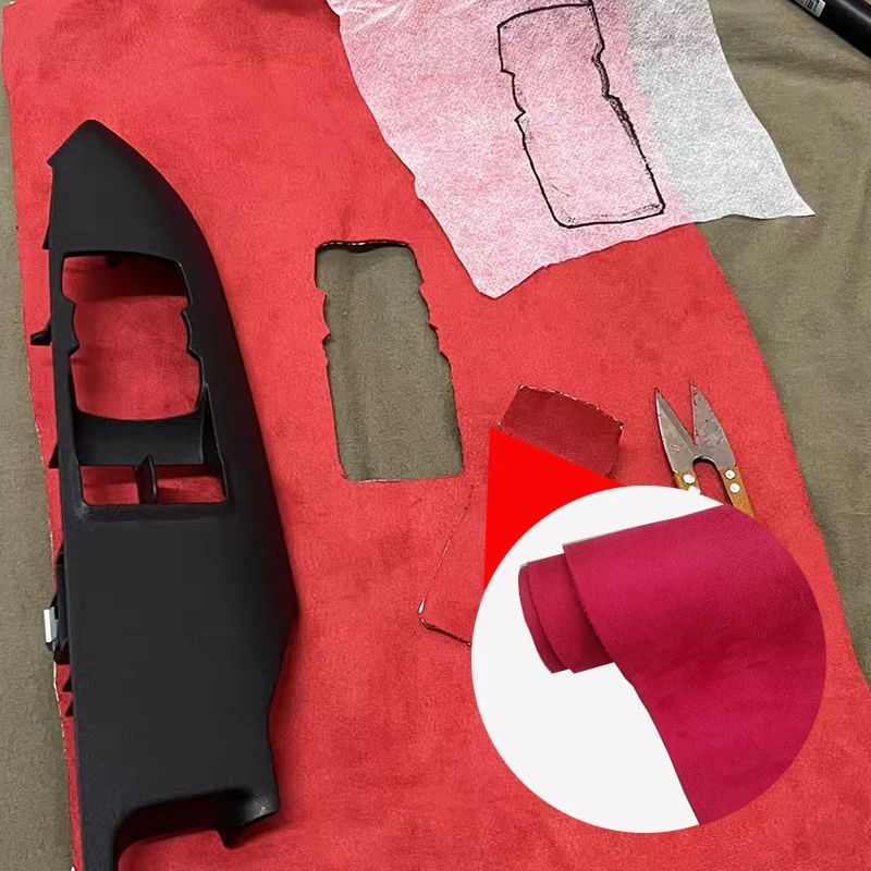 

Самоклеящаяся эластичная замшевая ткань для обтяжки салона автомобиля и домашнего декора, черно-красная, 200/300x150 см