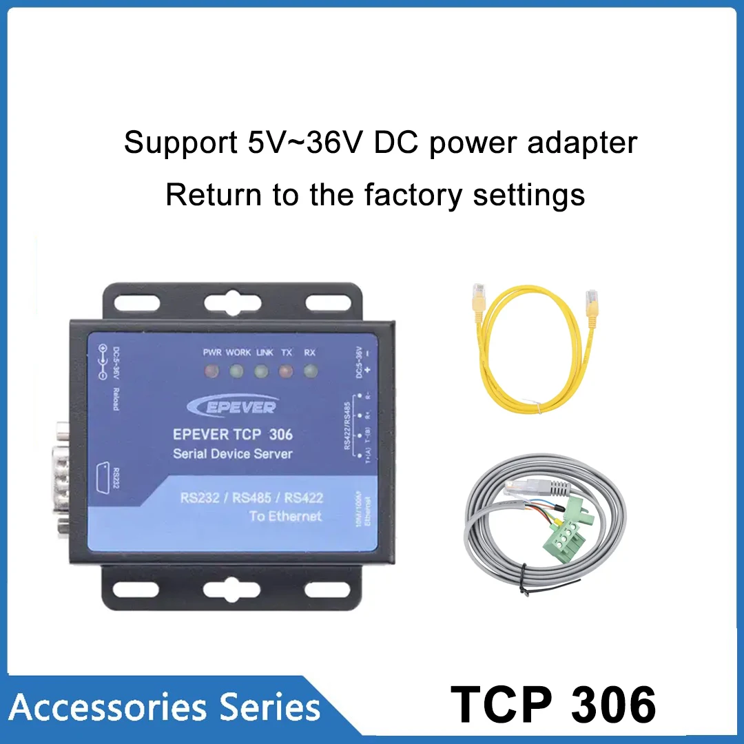 

EPEVER TCP 306 Serial Device Solar Controllers Inverters With Server Via an RS485 Port Connecting Inverter/charger