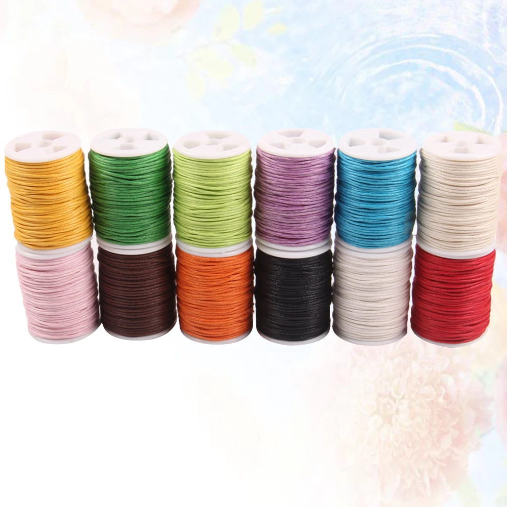 

12pcs Braided Rope Cotton Wax Line Waxed Cord Colorful Knitting String Durable Handicraft Gift Wrapping Porcelain Jewelry