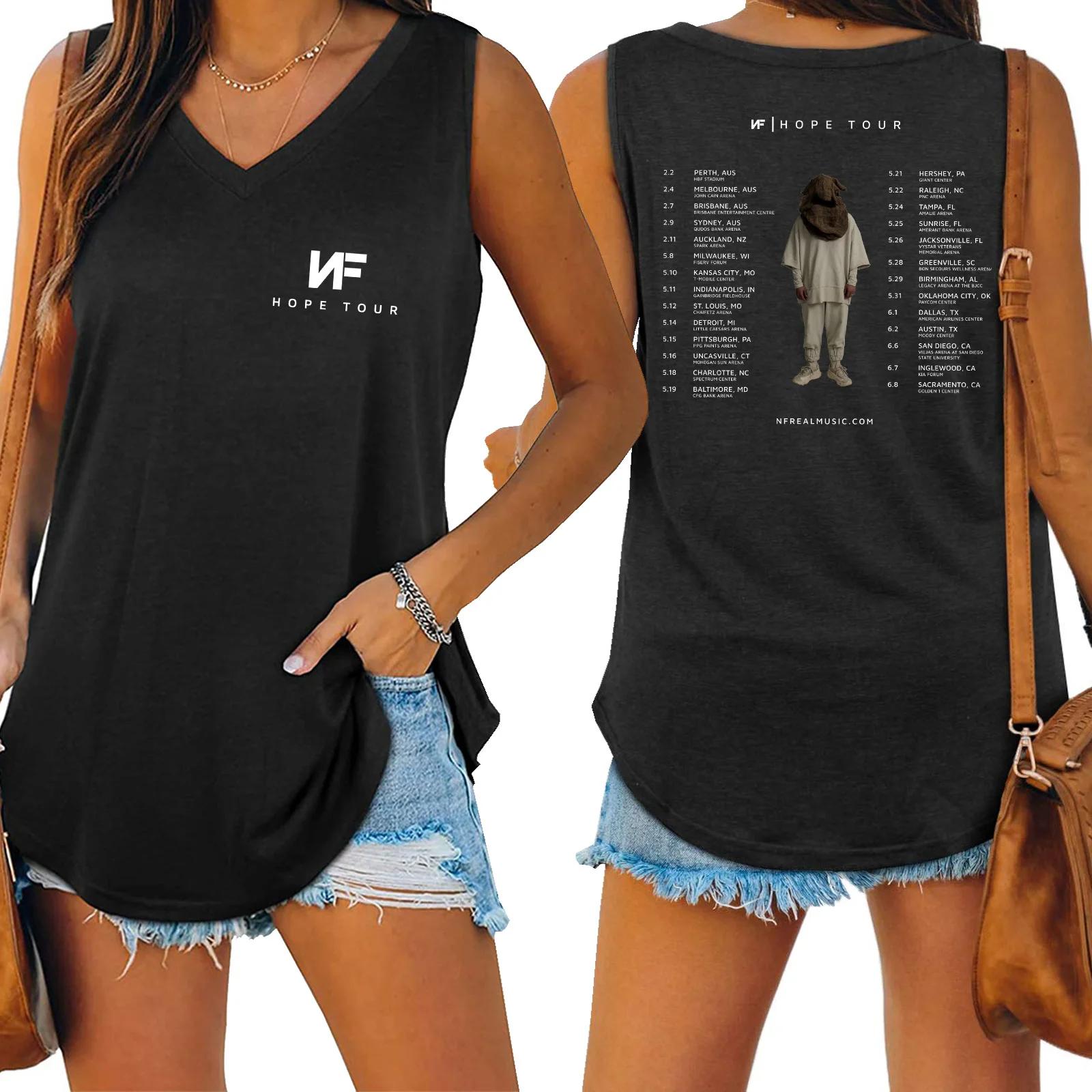 N.F Hope Tour 2024 Shirt Women Tank Top V-neck Sleeveless T-shirt Fans Gift Tops