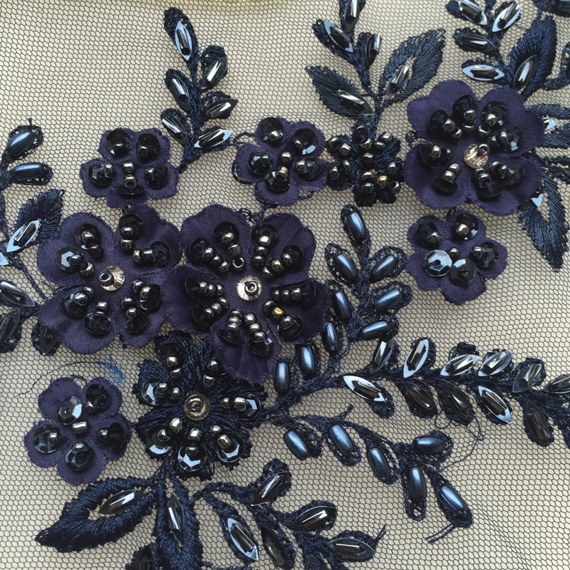 1 pieza de apliques de cuentas de flores de diamantes de imitación para reparación de apliques de costura de vestido de novia 21,5*12CM