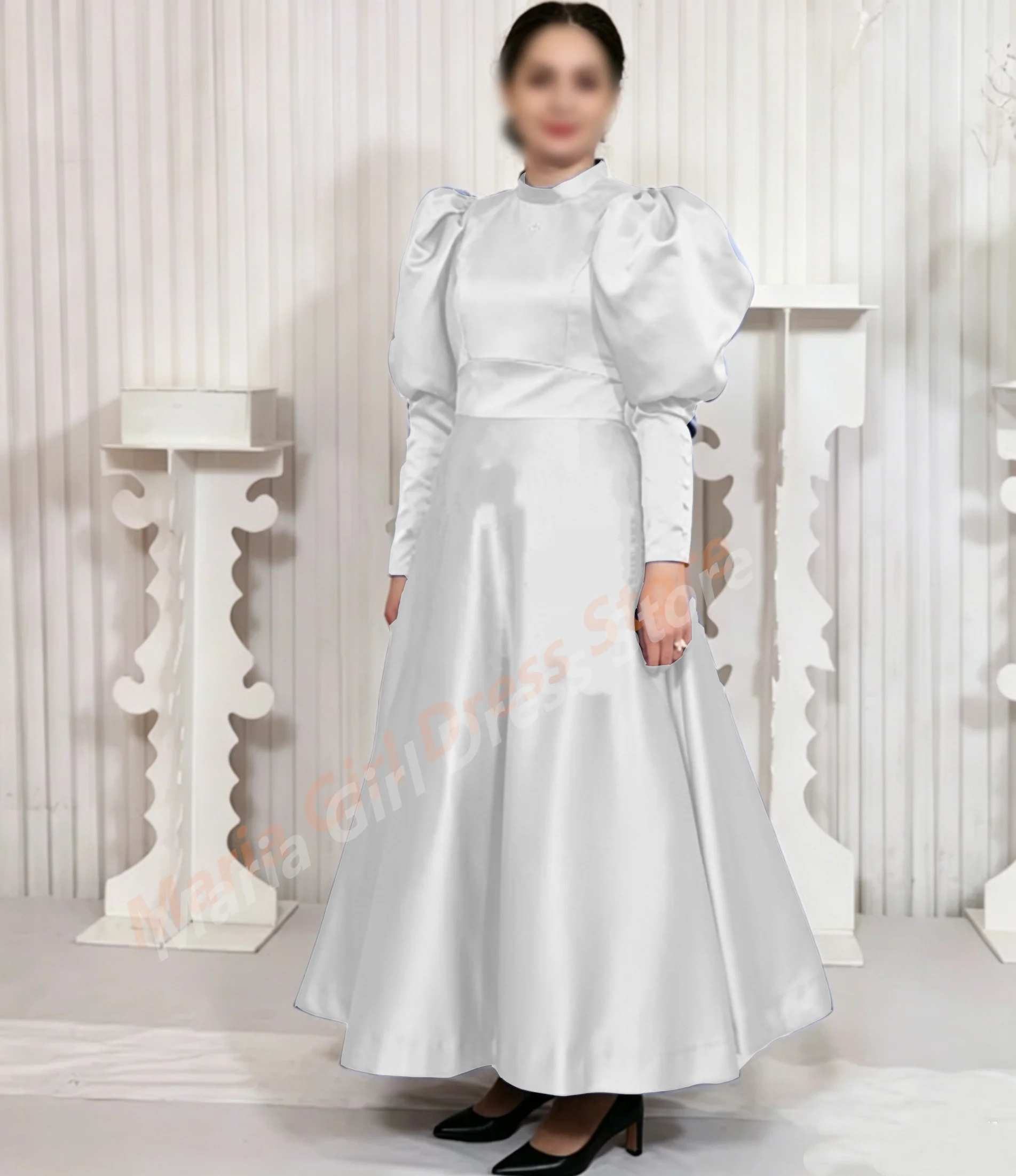Luxury Satin Mother Of The Bride Dresses A-line Unique Women Guest Prom Gowns For Mom Custom Full-Sleeve Long Style Party Gown
