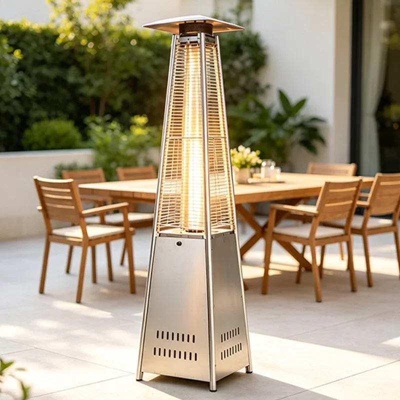 Portable Gas Heater New Pyramid-Style Patio Heater  Stainless Steel Construction Ideal for Garden Use Shatterproof Tempered