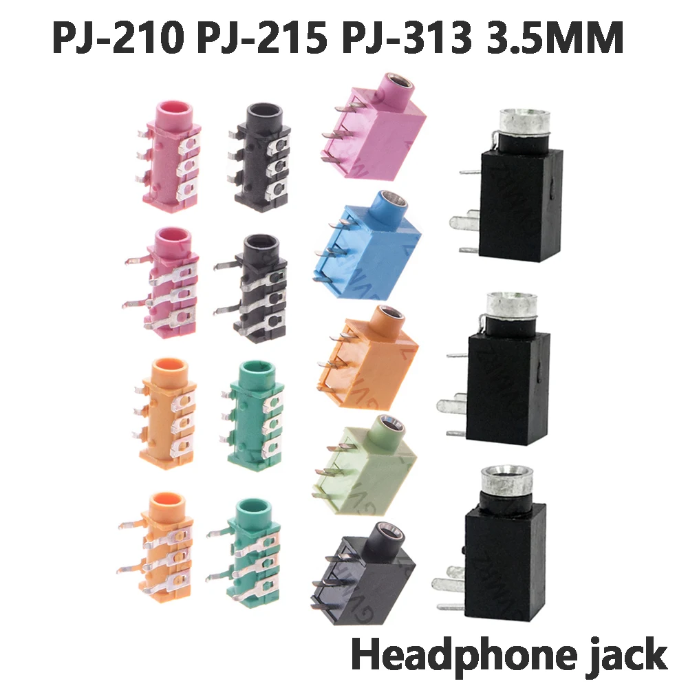 10PCS/20PCS PJ-313 3.5MM channel stereo Jack Socket Stereo Solder Panel Mount Headphone jack Audio video female dual  PJ-210