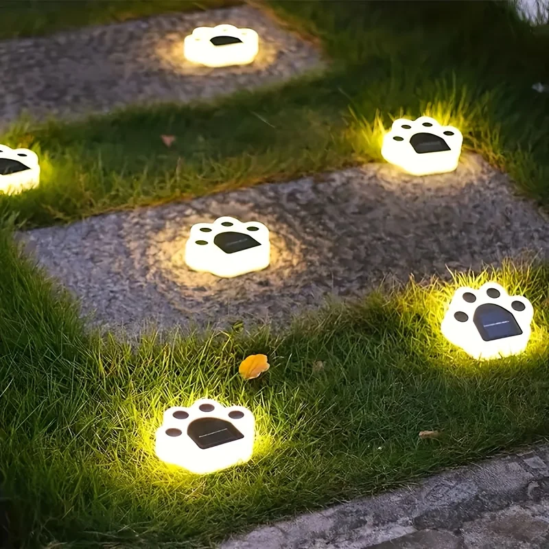 

1/2pcs Solar Cat And Dog Pet Footprint Light, Solar Outdoor Lights, Waterproof Led Lawn Light, Solar Pathway Light