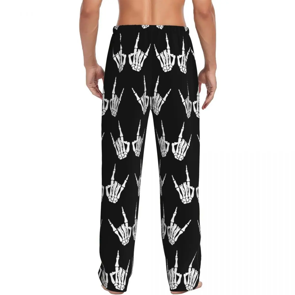 Custom Skeleton Hands Gestures Print Pajama Pants Men Sleepwear Sleep Lounge Bottoms with Pockets