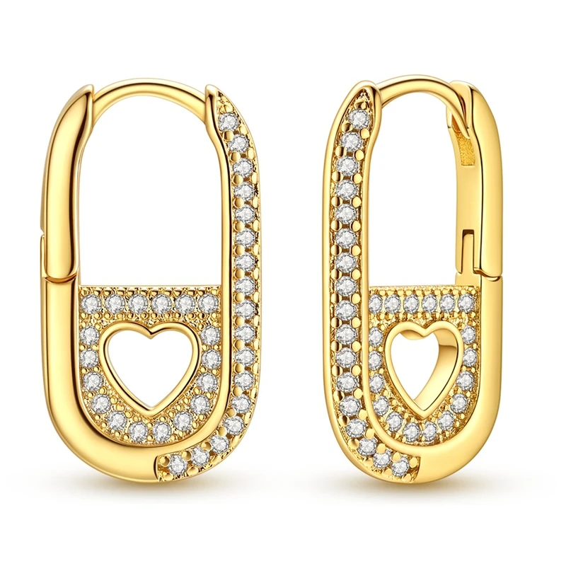 Damen-Ohrringe aus 925er-Sterlingsilber, goldene, funkelnde U-förmige Zirkon-Creolen für Jahrestag, Hochzeit, Schmuck, Geschenke