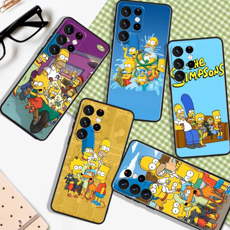 

Disney The S-simpsons Black Silicone Phone Case For Samsung S 8 9 10 20 21 22 23 24 S10e Lite Plus Ultra FE Soft Shell Cover