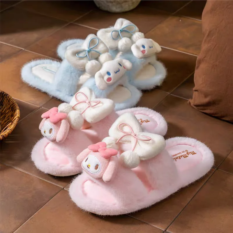 Sanrio Cinnamoroll pure desire style cartoon cute slippers creative Kawaii girls winter warm anti-slip home cotton slippers gift