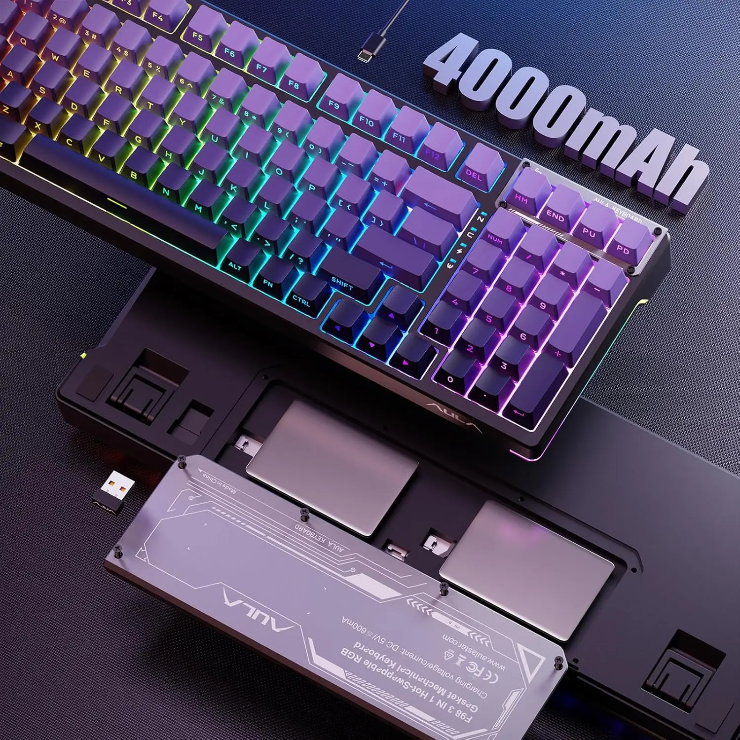 AULA F98 Gaming Mechanical Keyboard Full-size Three-mode Bluetooth/2.4G/USB-C Backlight 99 Keys Customized keyboard for PC MAC