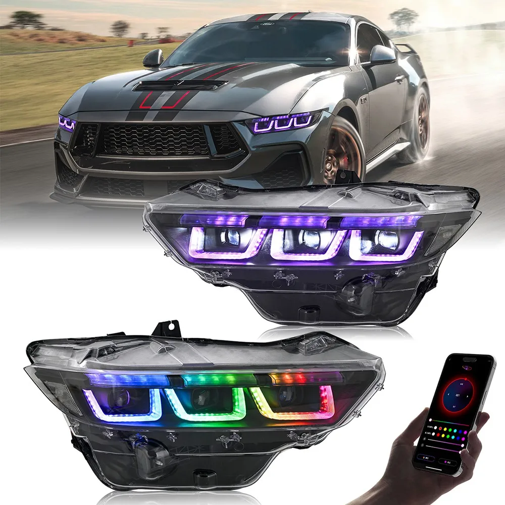 

1 комплект RGB полностью светодиодный проектор для Ford Mustang 2024 2025 2026 передняя фара DRL аксессуары для фар