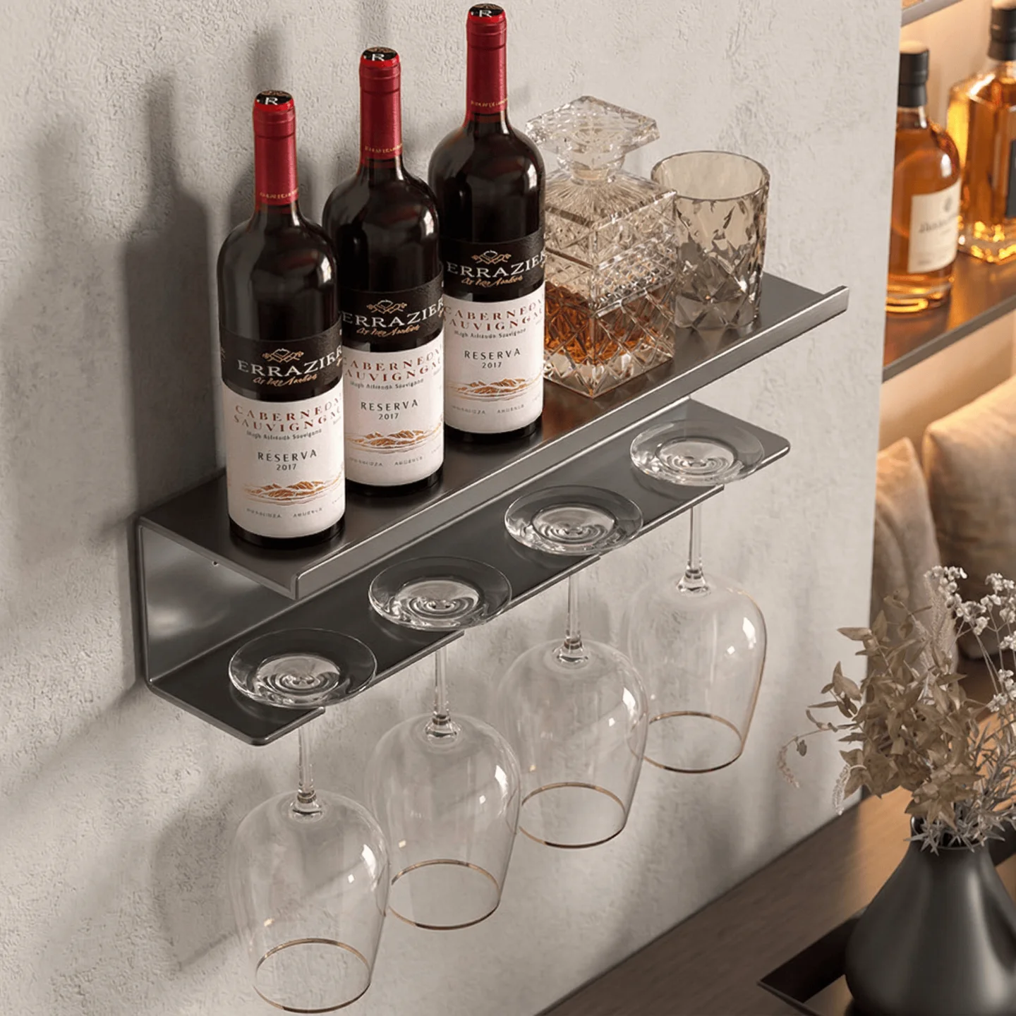 double-layer-wall-mounted-kitchen-storage-rack-wine-glass-holder-stand-carbon-steel-home-organization-utility-item